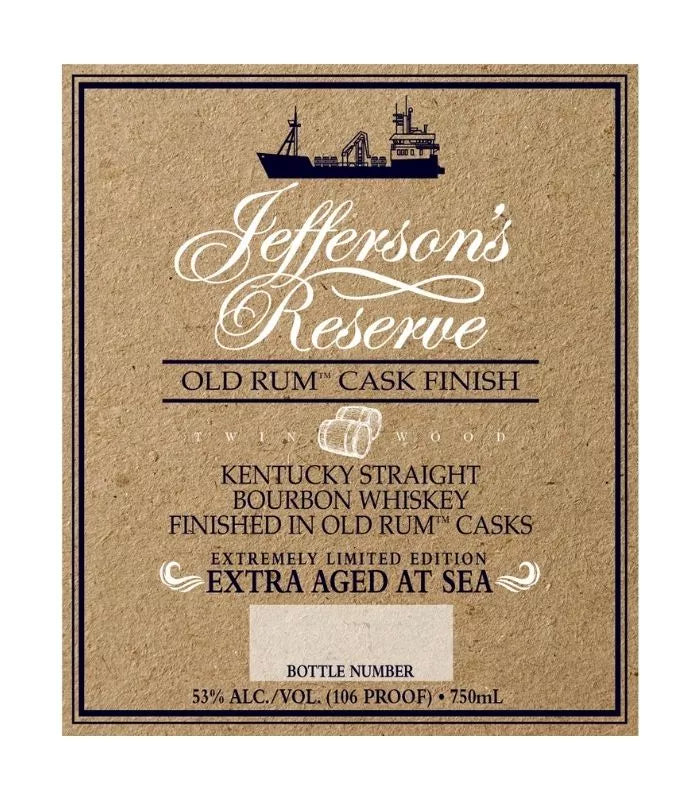 Buy Jefferson’s Reserve Old Rum Cask Finish Extra Aged Straight Bourbon 750mL Online - The Barrel Tap Online Liquor Delivered