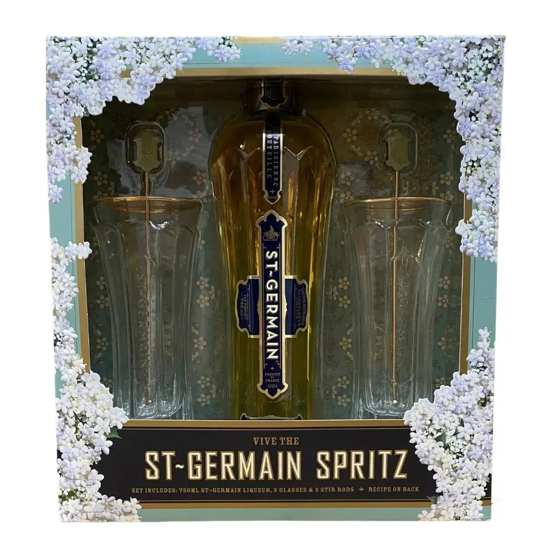 Buy St. Germain Elderflower Liqueur Gift Set w/ 2 Glass & Stir Rods Online - The Barrel Tap Online Liquor Delivered