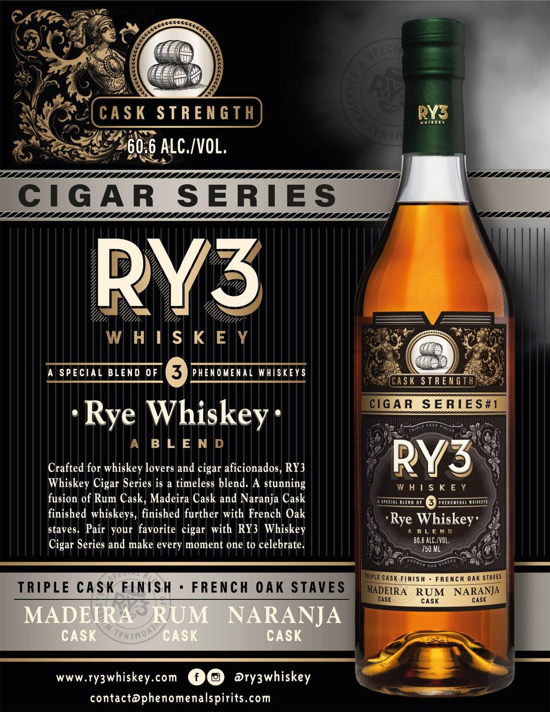 Discover the Exquisite Harmony of Ry3 Whiskey Cigar Series #1 Rye Whiskey