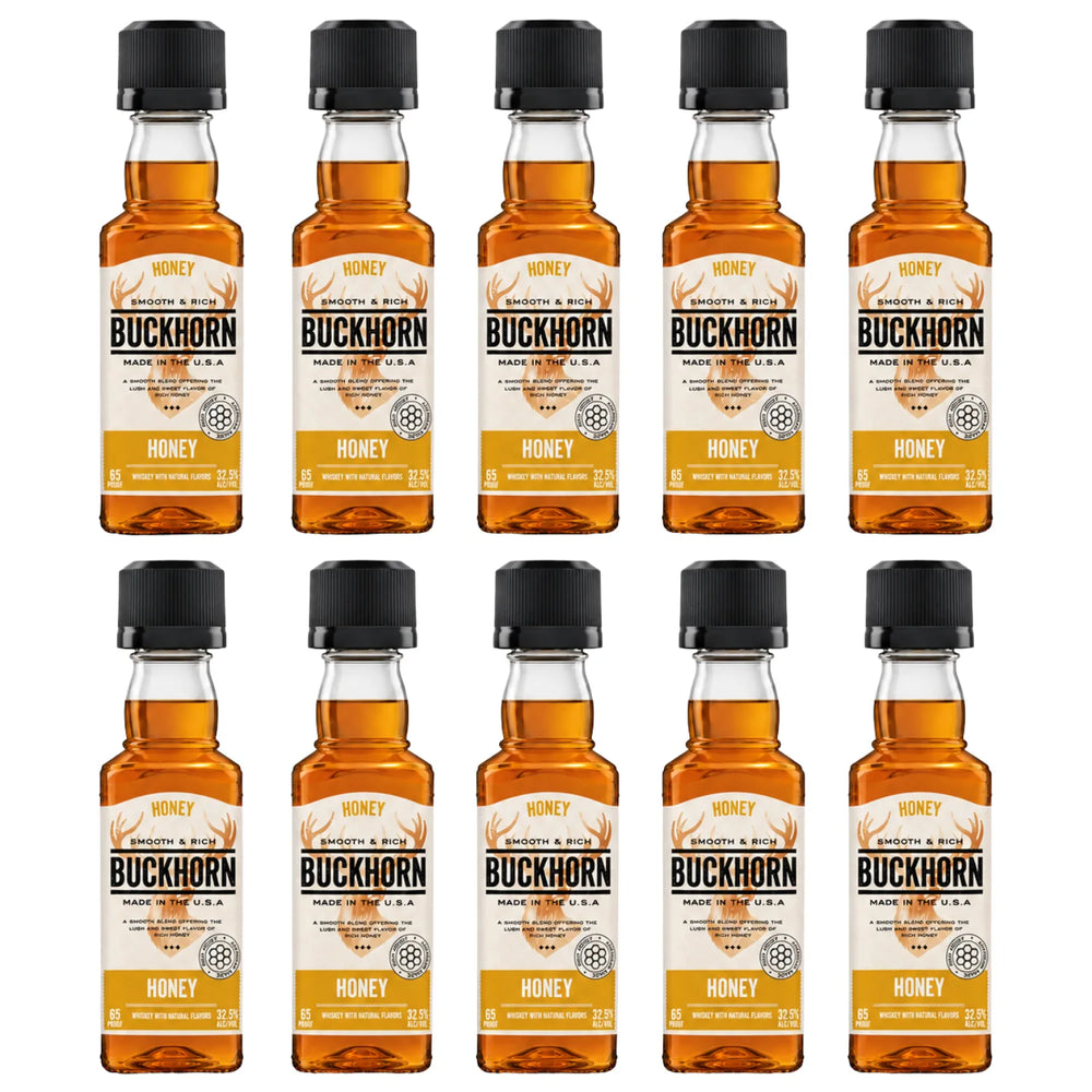 10 50mL Bottles of Buckhorn Honey Whiskey