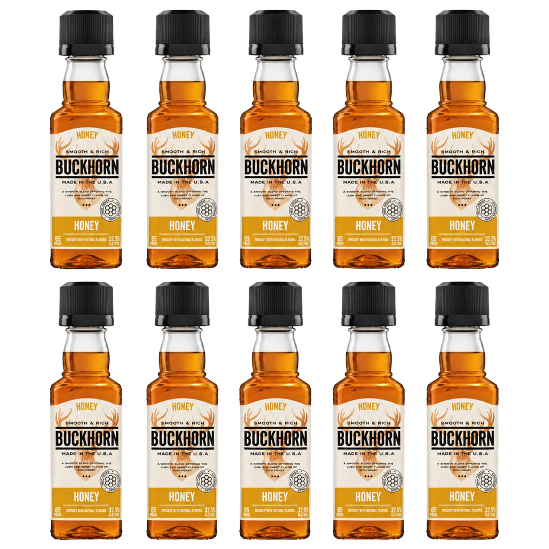 10 50mL Bottles of Buckhorn Honey Whiskey