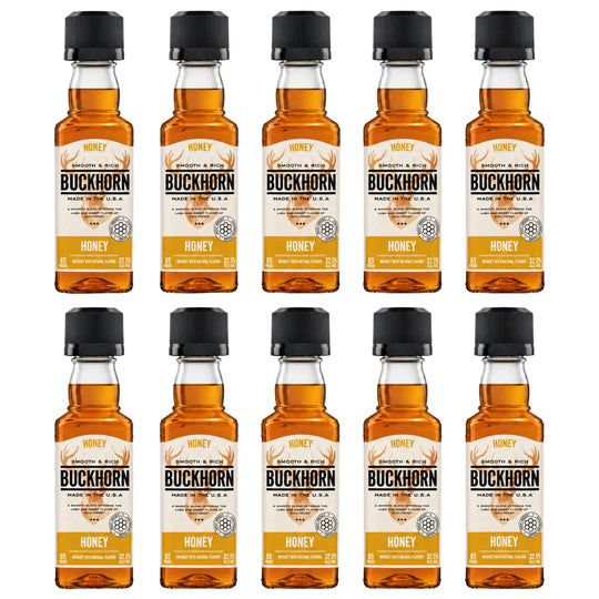 10 50mL Bottles of Buckhorn Honey Whiskey
