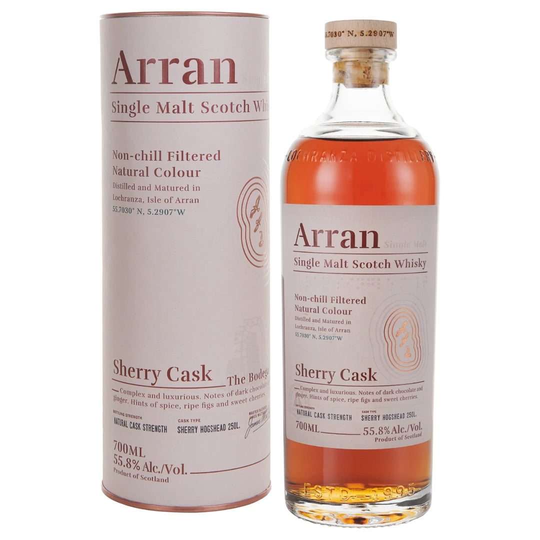Bottle and Tube of Arran Sherry Cask 'The Bodega' Single Malt Scotch Whisky 