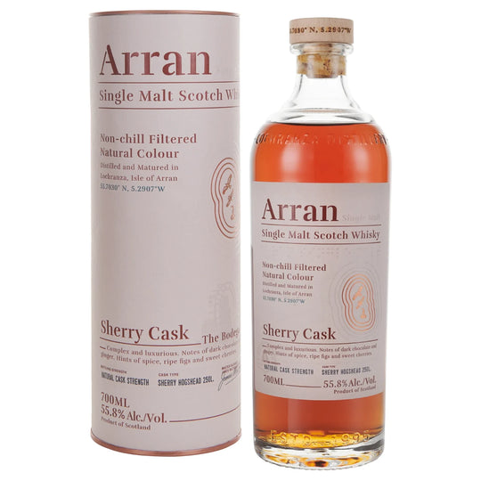Bottle and Tube of Arran Sherry Cask 'The Bodega' Single Malt Scotch Whisky 
