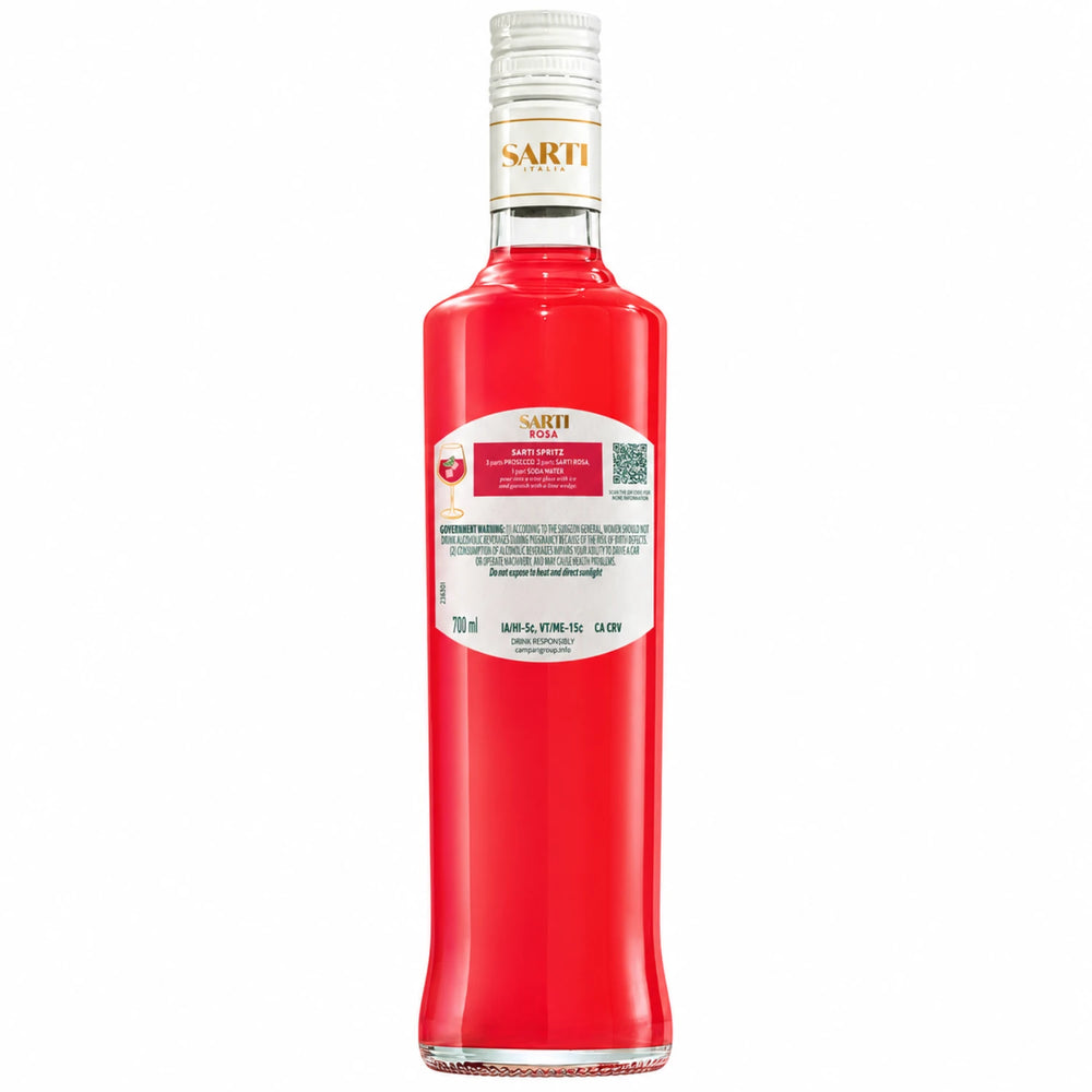 Back of Bottle of Sarti Rosa Aperitivo 