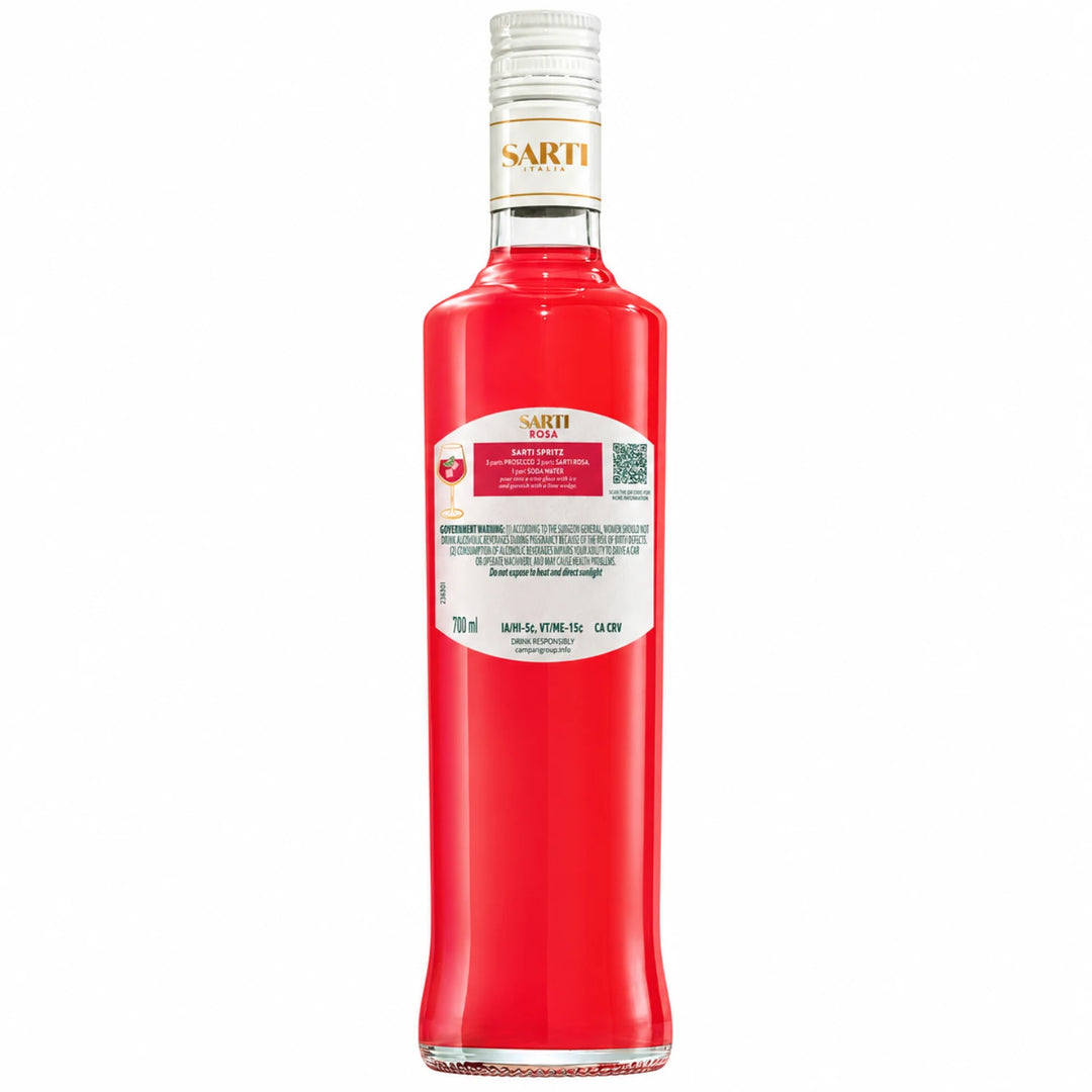 Back of Bottle of Sarti Rosa Aperitivo 