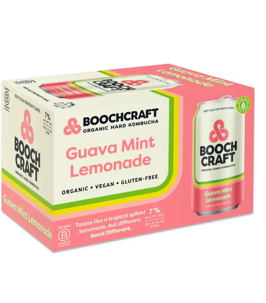 BoochCraft Guava Mint Lemonade Organic Hard Kombucha 6-PK