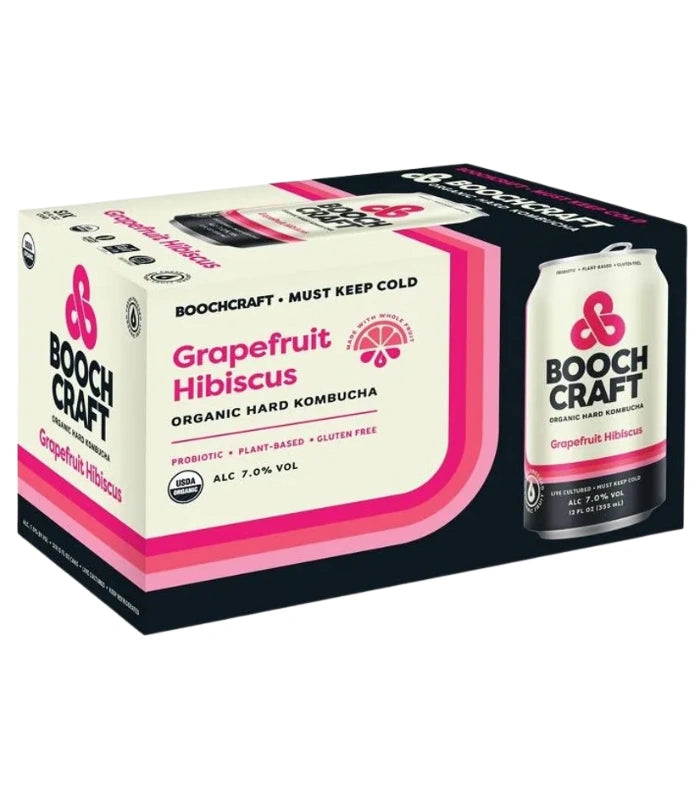 Boochcraft Grapefruit Hibiscus Hard Kombucha 6-Pack | The Barrel Tap