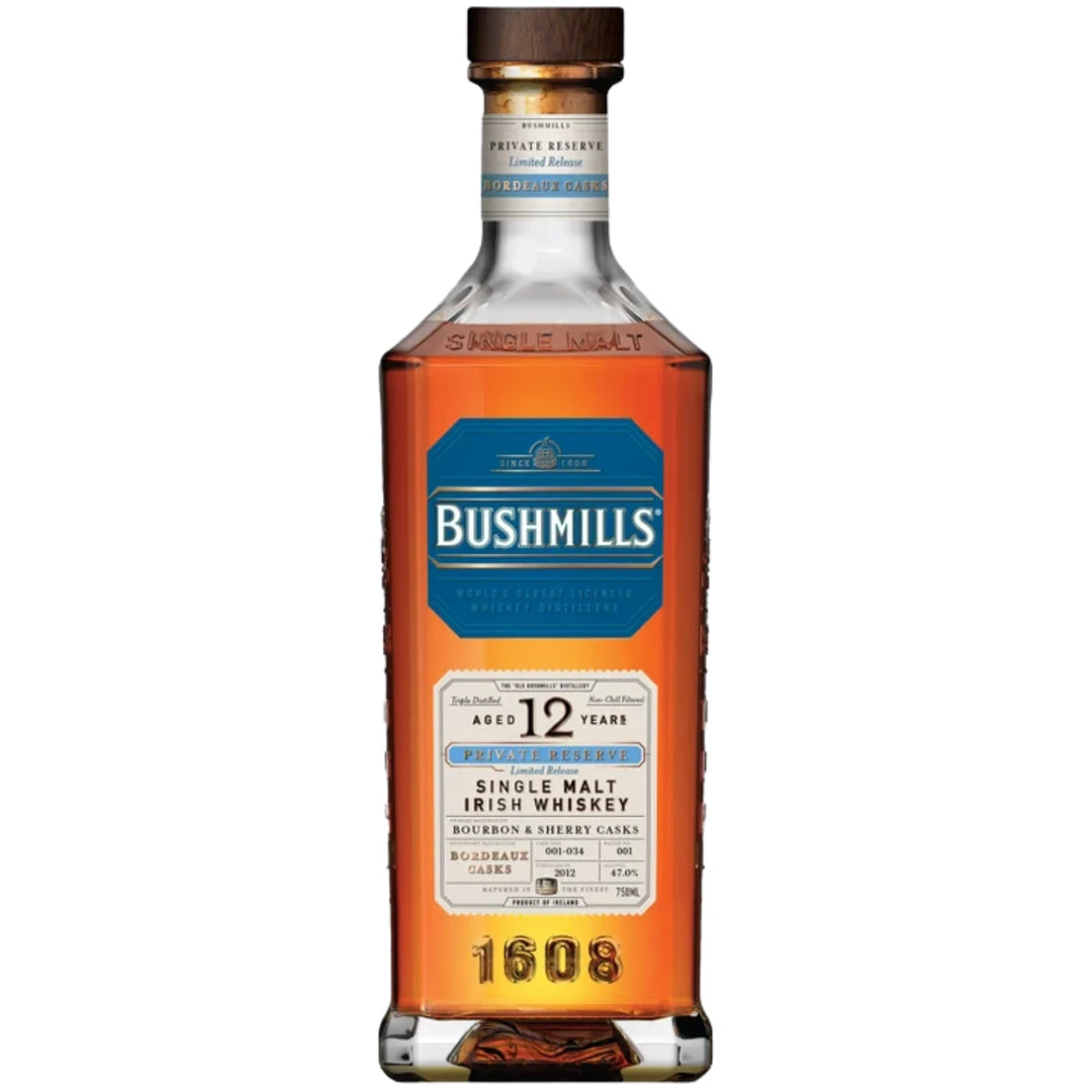Bottle of Bushmills 12 Year Private Reserve Bordeaux Casks Irish Whiskey 750mL
