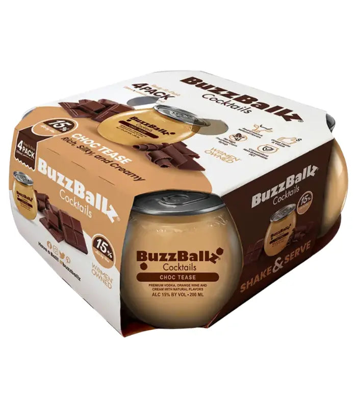 Buzzballz Choc Tease Pre-Mixed Cocktails 4-Pack | The Barrel Tap