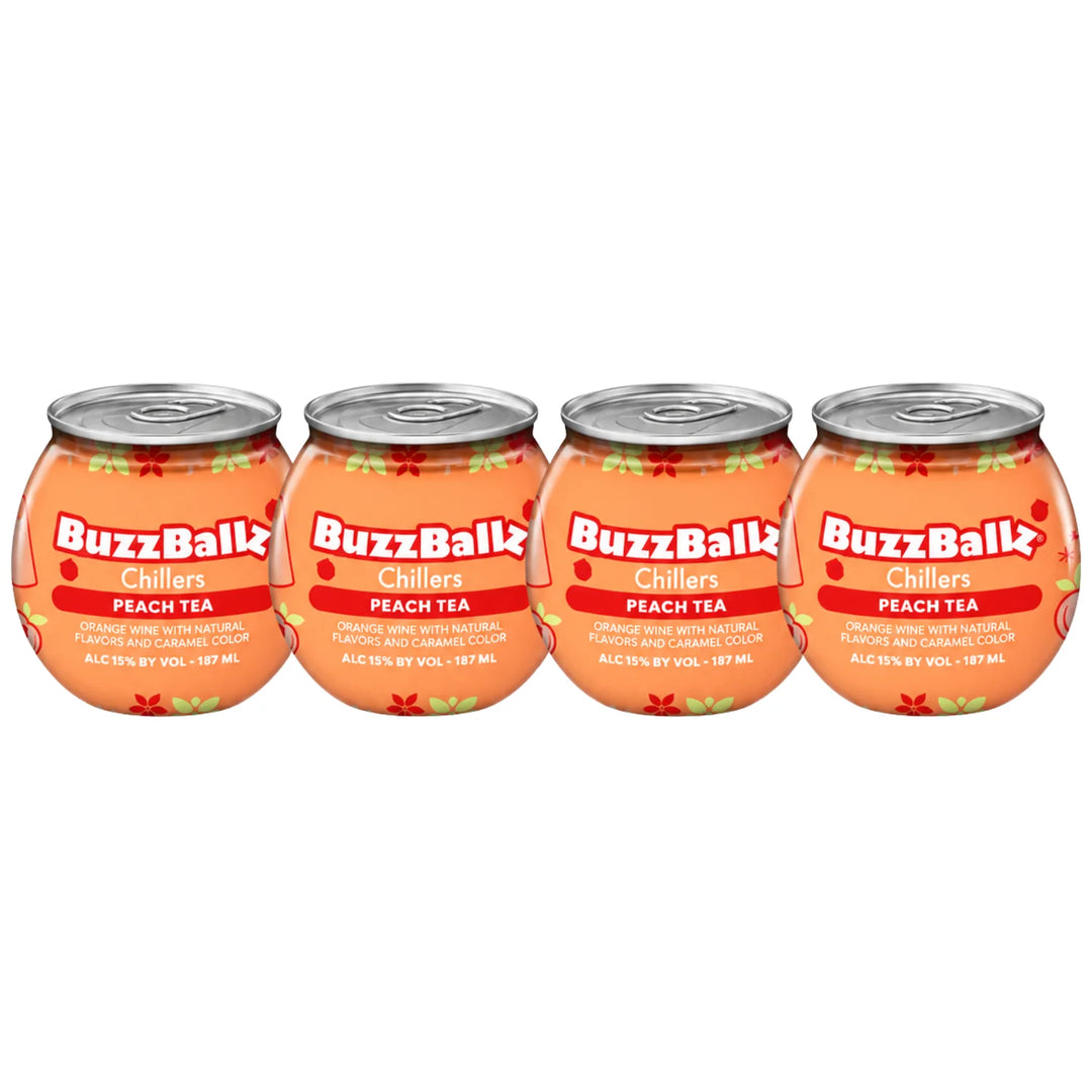 4 Buzzballz Peach Tea Ready to Drink Cocktails 