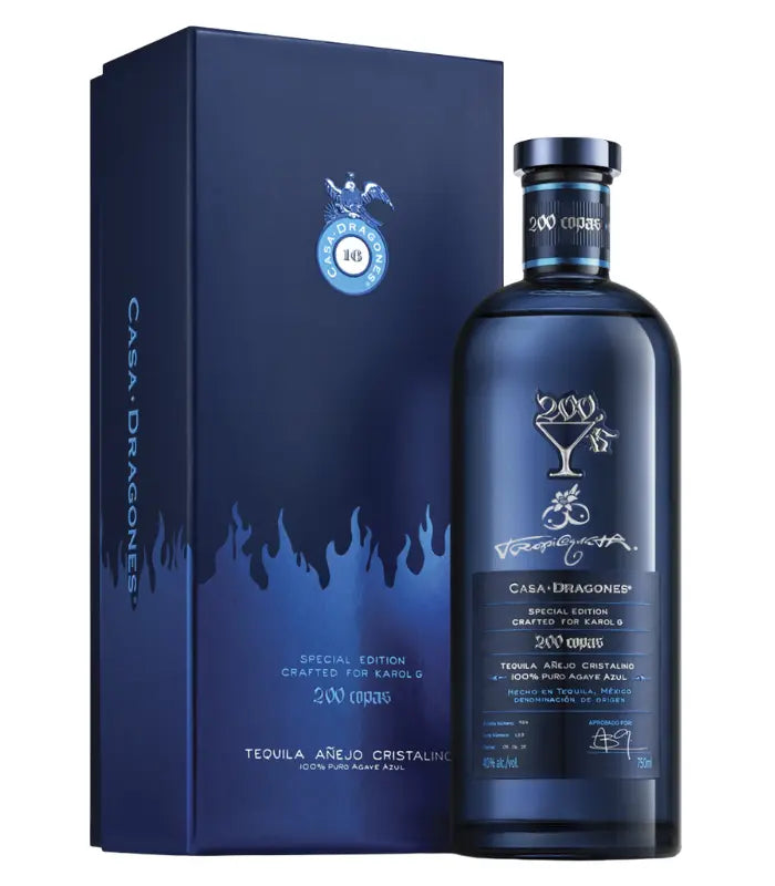 Casa Dragones X Karol G '200 Copas' Tequila Anejo Cristalino W/ Engraved Tropicoqueta Logo