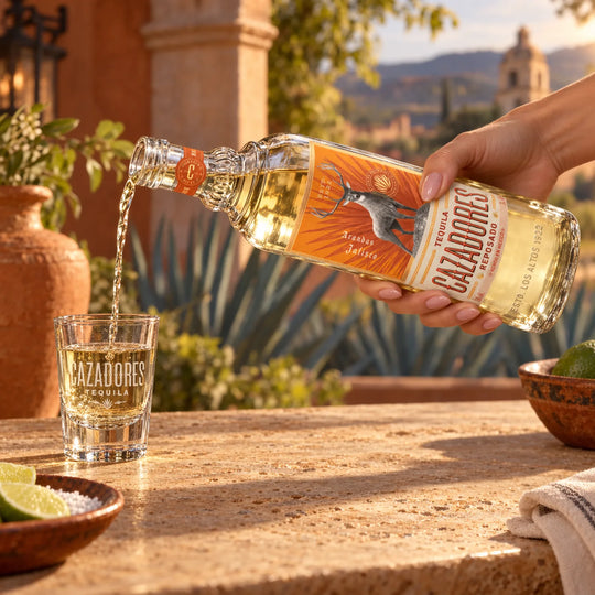 Cazadores Tequila Reposado getting poured into a glass