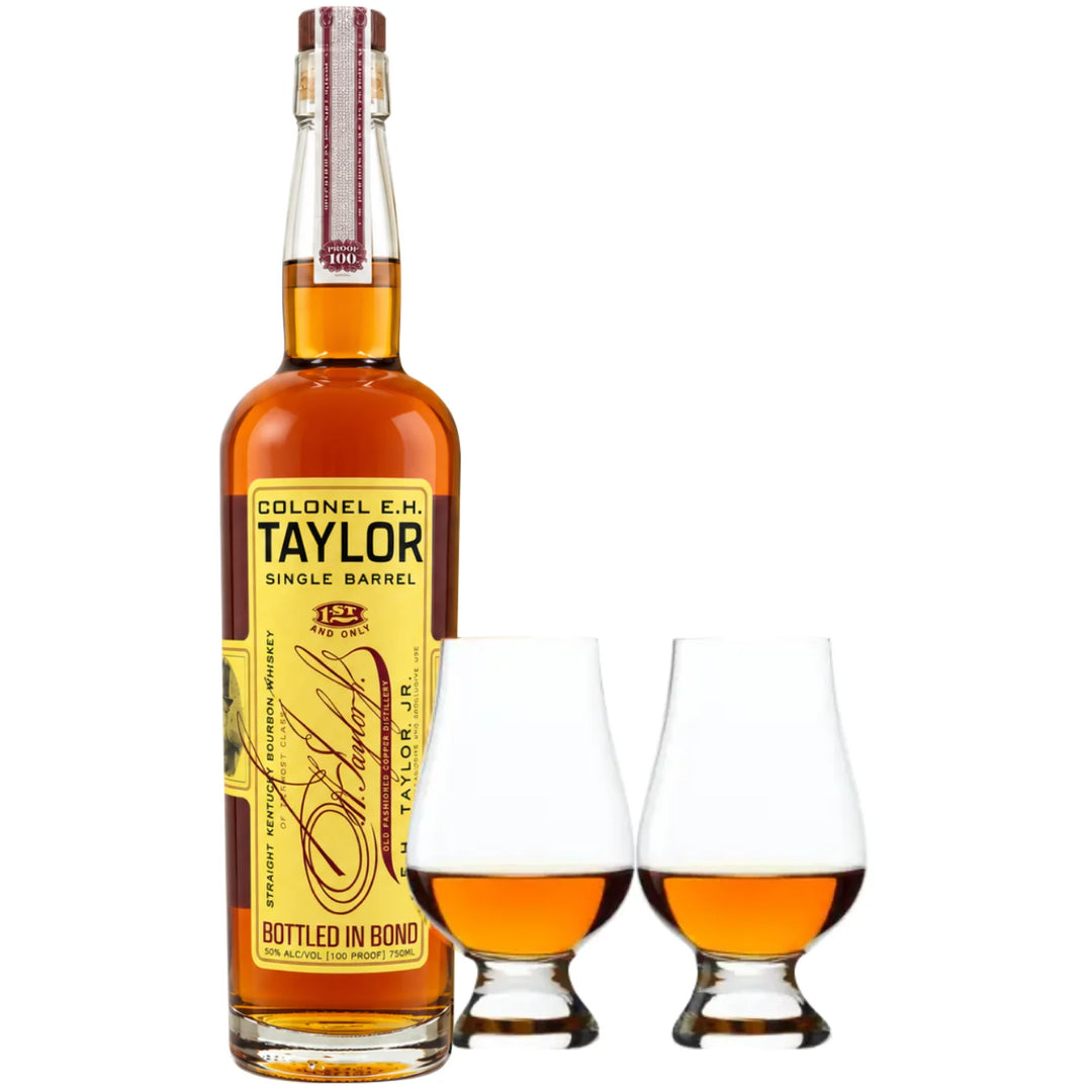 Bottle of Colonel E.H. Taylor, Jr. Single Barrel Bourbon & 2 Glencairn Glasses