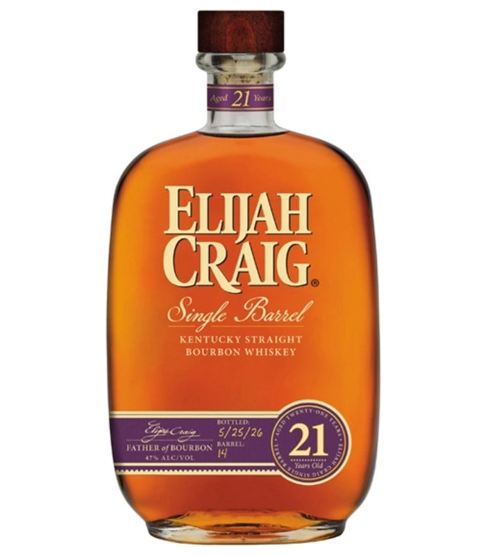Elijah Craig 21 Year Old Single Barrel Bourbon Whiskey 750mL