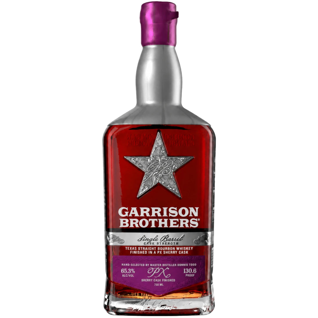 Bottle of Garrison Brothers Single Barrel Cask Strength PX Sherry Cask Finish Bourbon 750mL