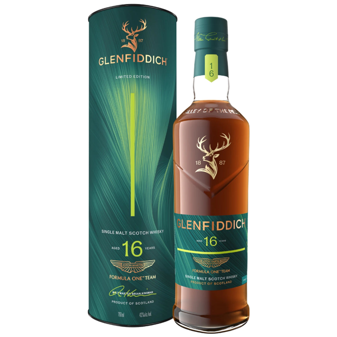 Glenfiddich Aston Martin Formula One Team 16 Year Scotch Whisky Release No. 2 Bottle and Tube