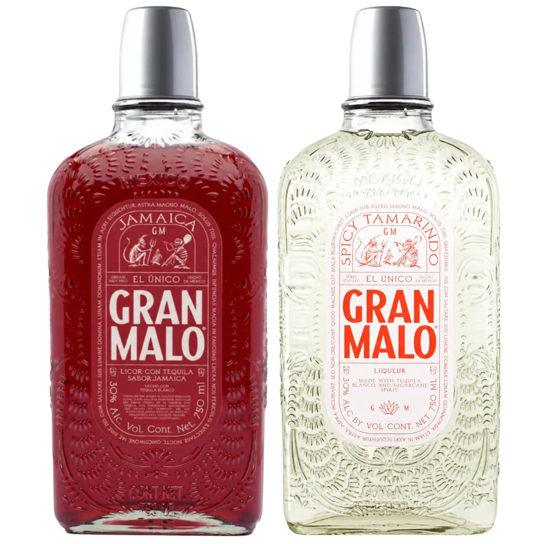 Bottle of Gran Malo Jamaica Tequila Liqueur and Gran Malo Spicy Tamarindo Tequila Liqueur