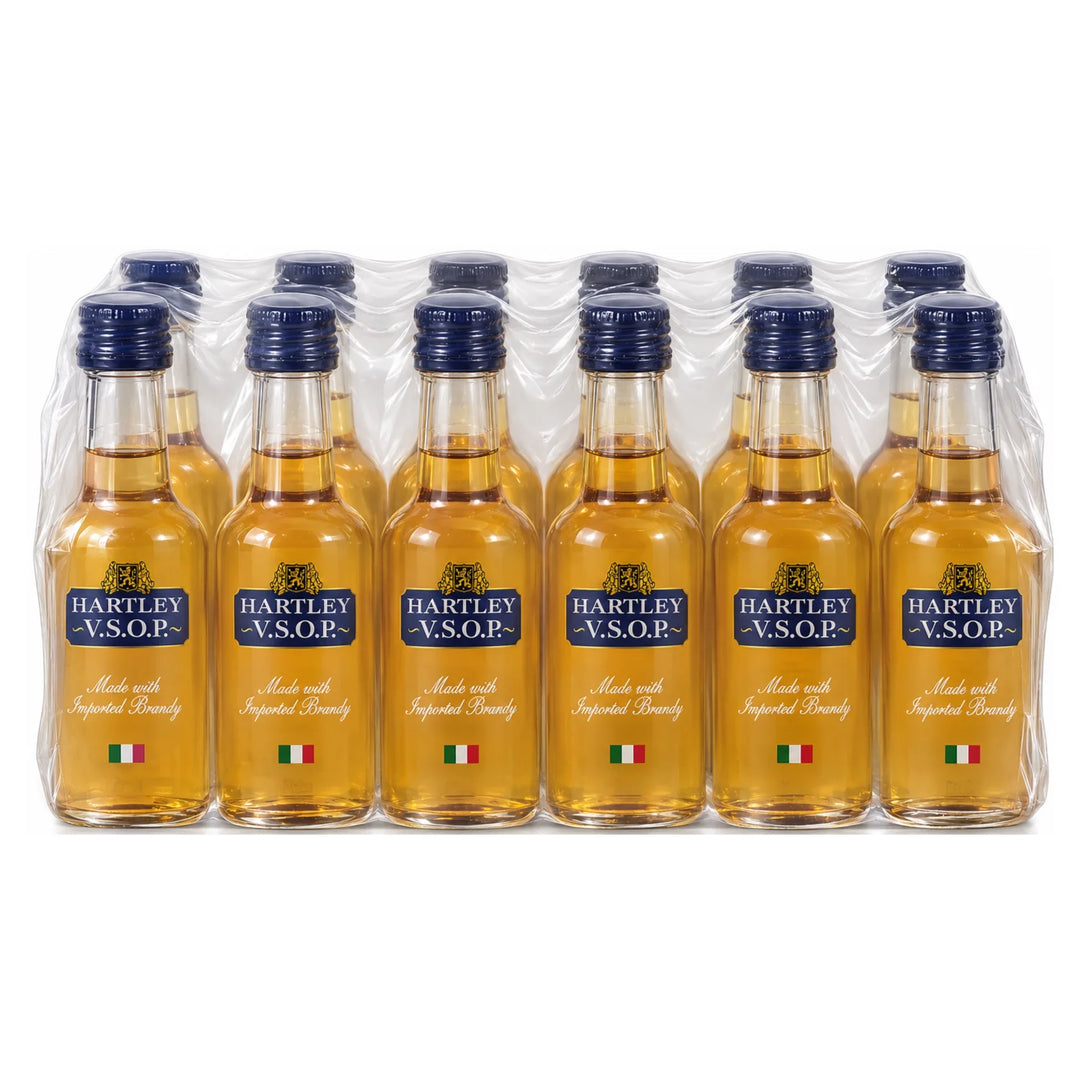 12 Pack Sleeve of Hartley VSOP Brandy Mini Bottles 50mL