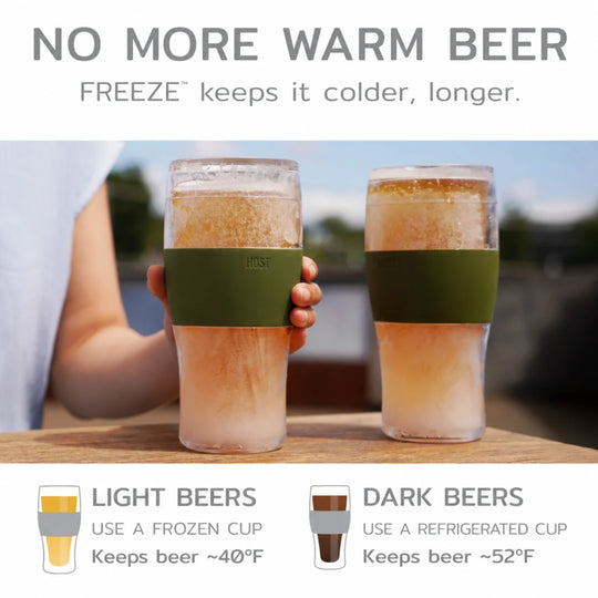 Host Beer FREEZE Cooling Cup in Olive, Set of 2