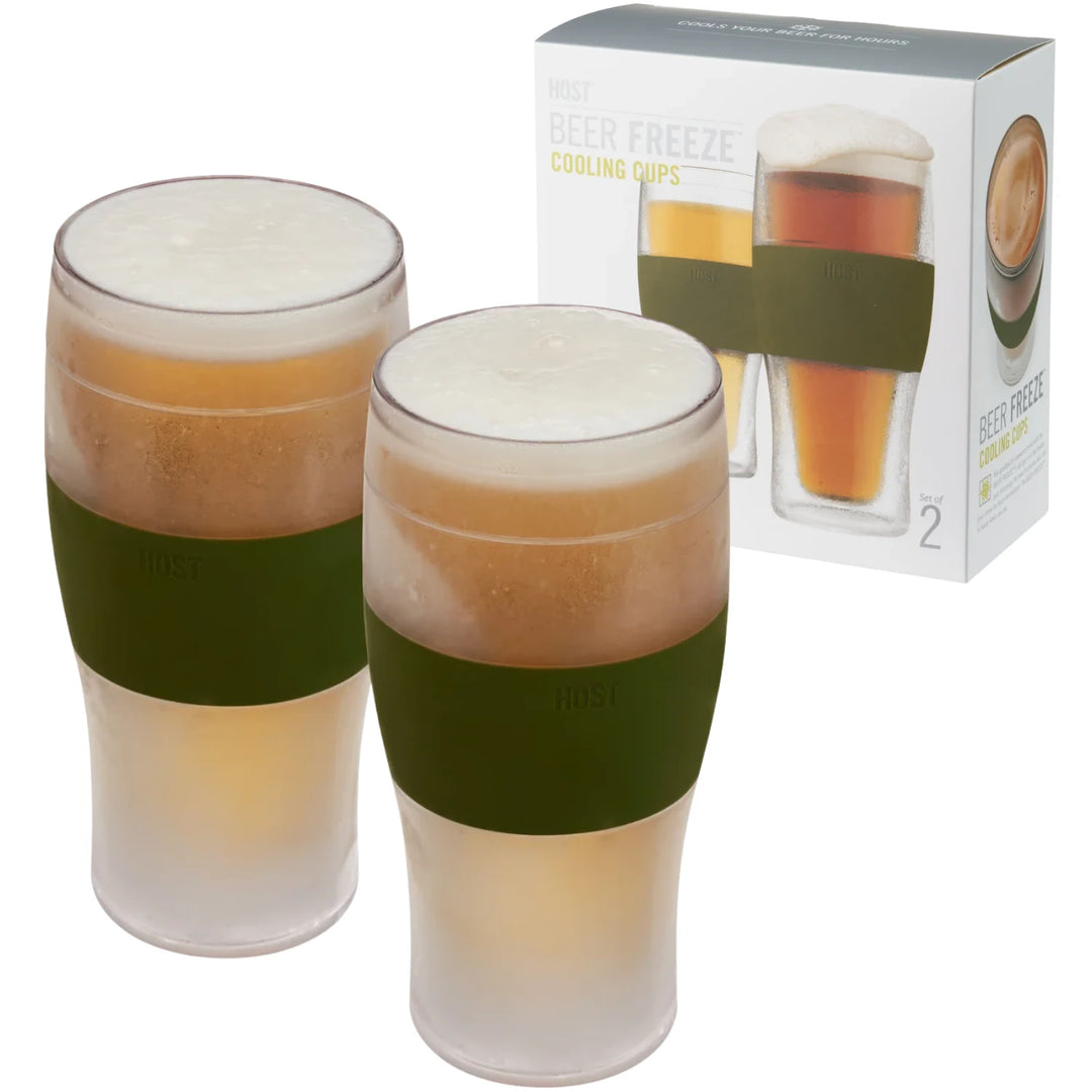 Host Beer FREEZE Cooling Cup in Olive, Set of 2