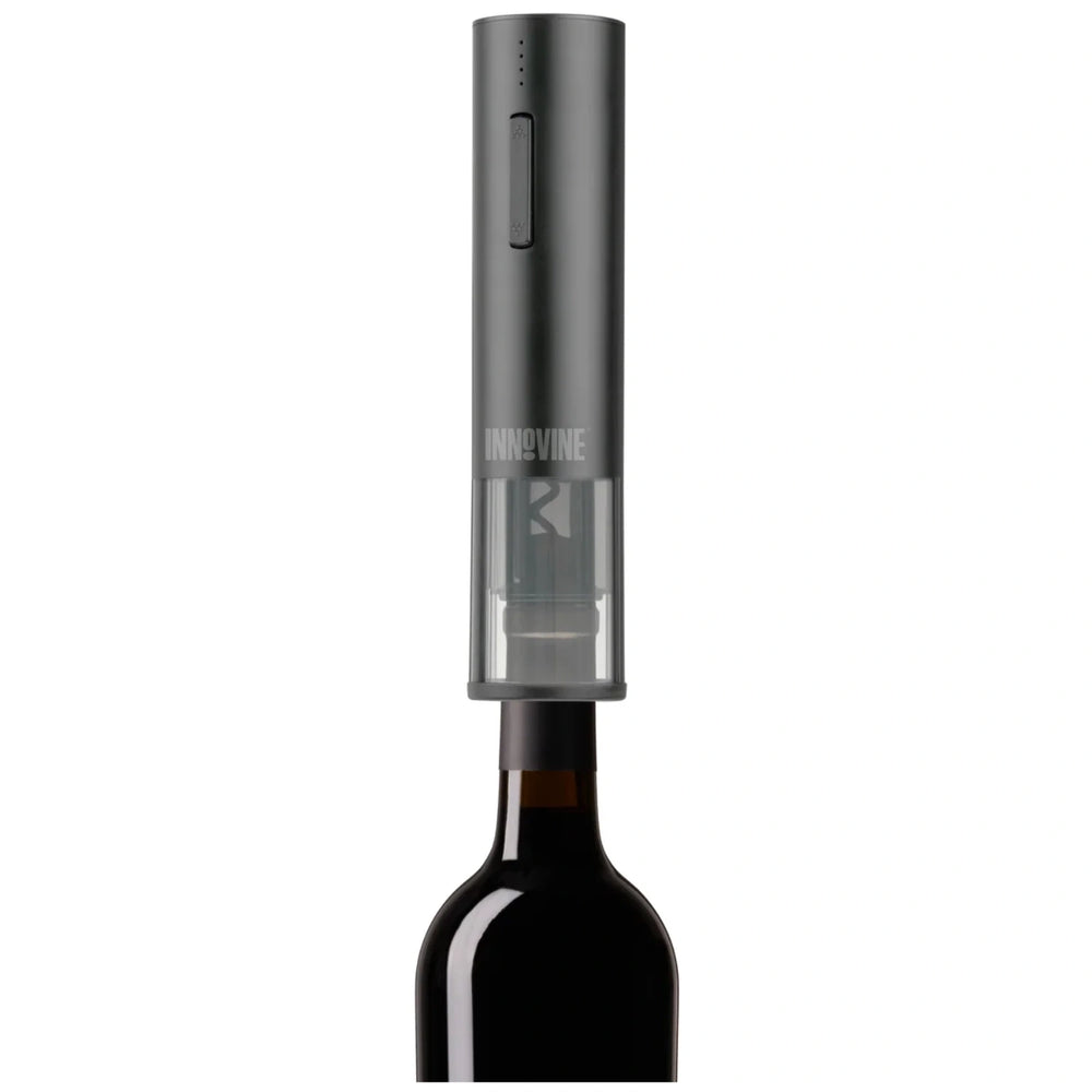 Innovine Electric Corkscrew with Foil Cutter Being Used on Wine Bottle