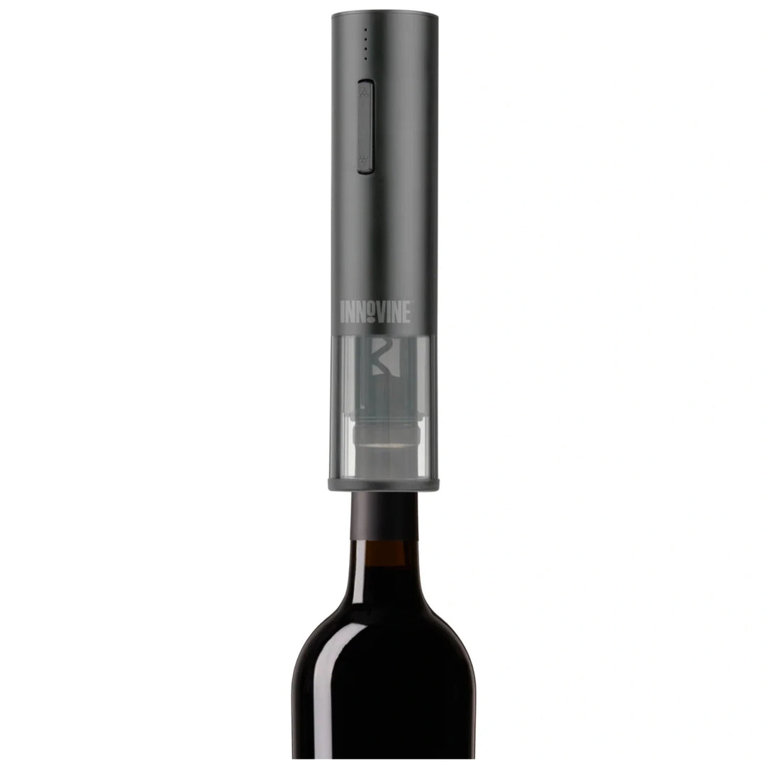Innovine Electric Corkscrew with Foil Cutter Being Used on Wine Bottle