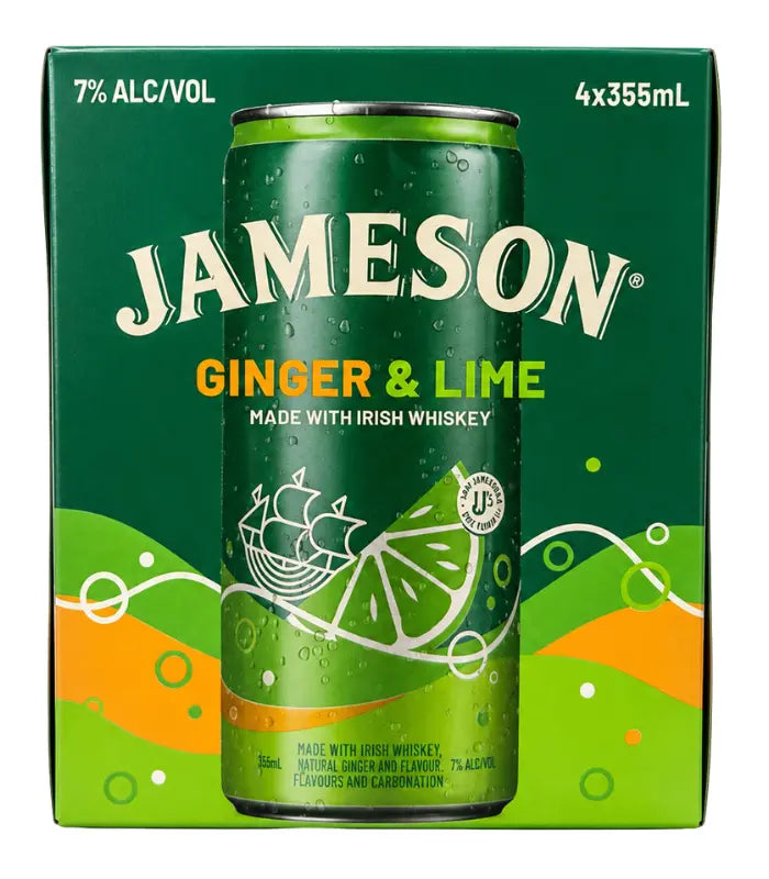 Jameson Whiskey Ginger and Lime RTD Cans 4-Pack