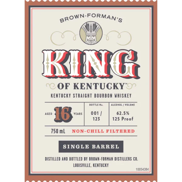 Brown Forman's King Of Kentucky 16 Year Old Bourbon 2023 Release Single Barrel 750mL
