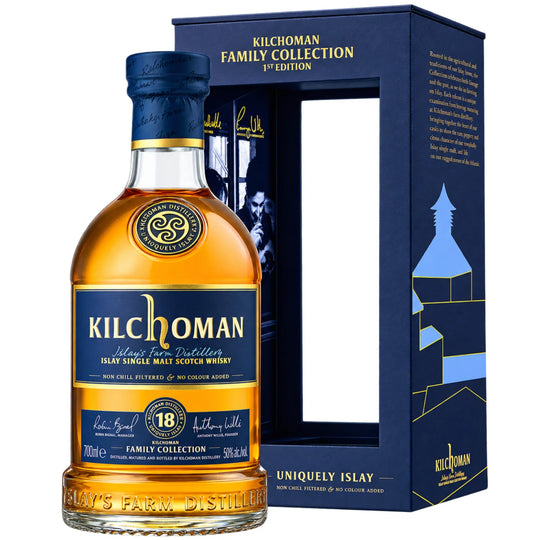 Kilchoman Family Collection 18 Year Single Malt Scotch Whisky 1st Edition Bottle and Display Box