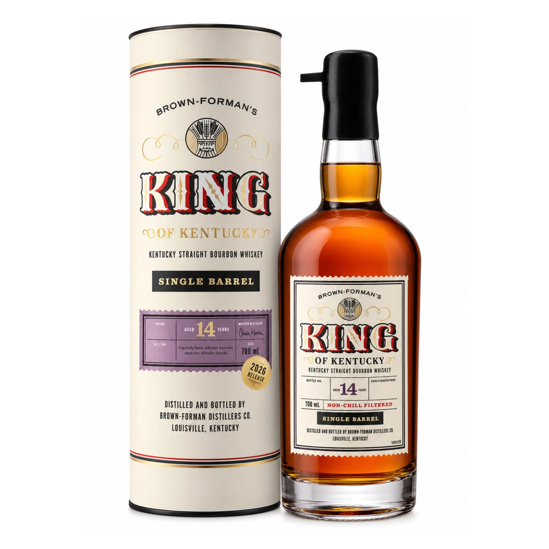 Bottle of Brown Forman's King Of Kentucky 14 Year Old Bourbon 2026 Release Single Barrel 130.4 Proof
