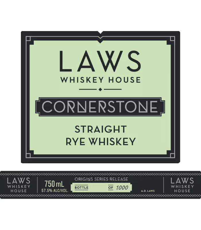 Laws Whiskey House Origins Series Cornerstone Straight Rye 750mL