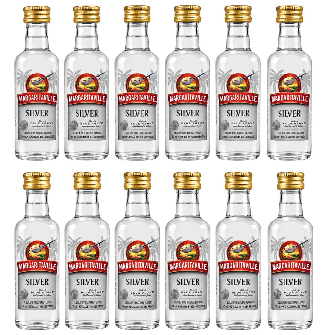 12 50mL Bottles of Margaritaville Silver Tequila