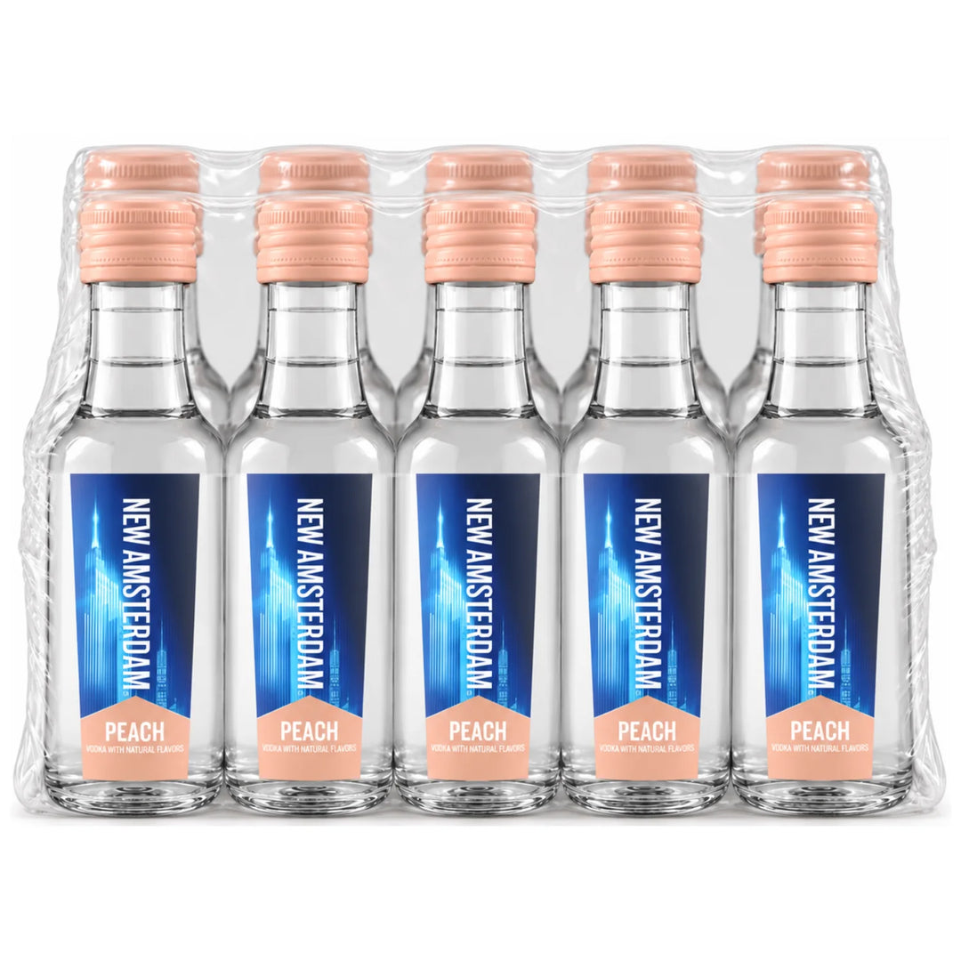 10 Pack Sleeve of New Amsterdam Peach Vodka Minis 50mL