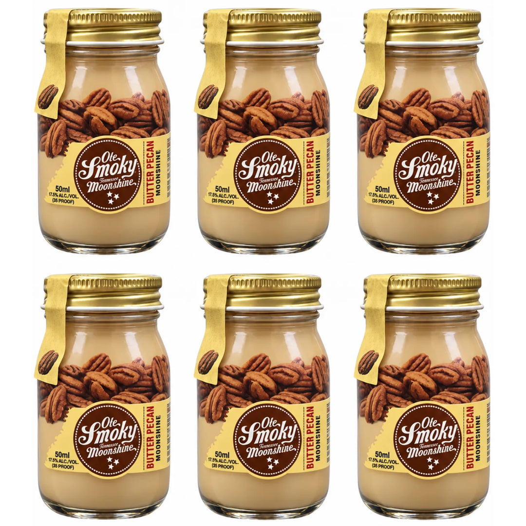 6 Miniature 50mL Jars of Ole Smoky Butter Pecan Moonshine