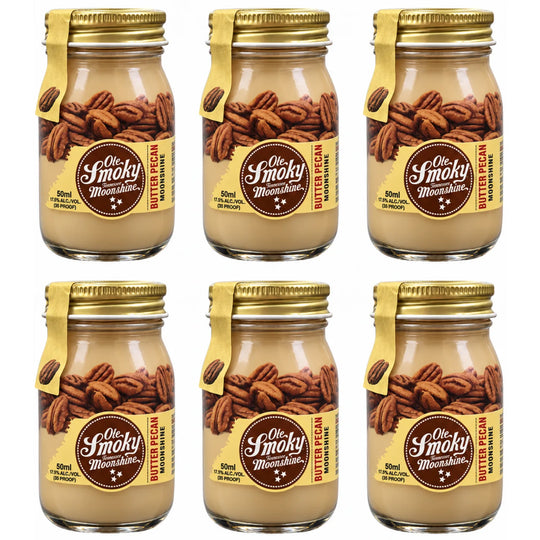 6 Miniature 50mL Jars of Ole Smoky Butter Pecan Moonshine