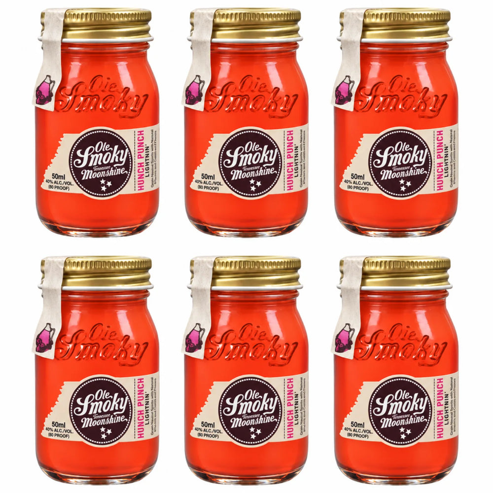 6 Bottles of Ole Smoky Hunch Punch Lightnin' Moonshine 50mL