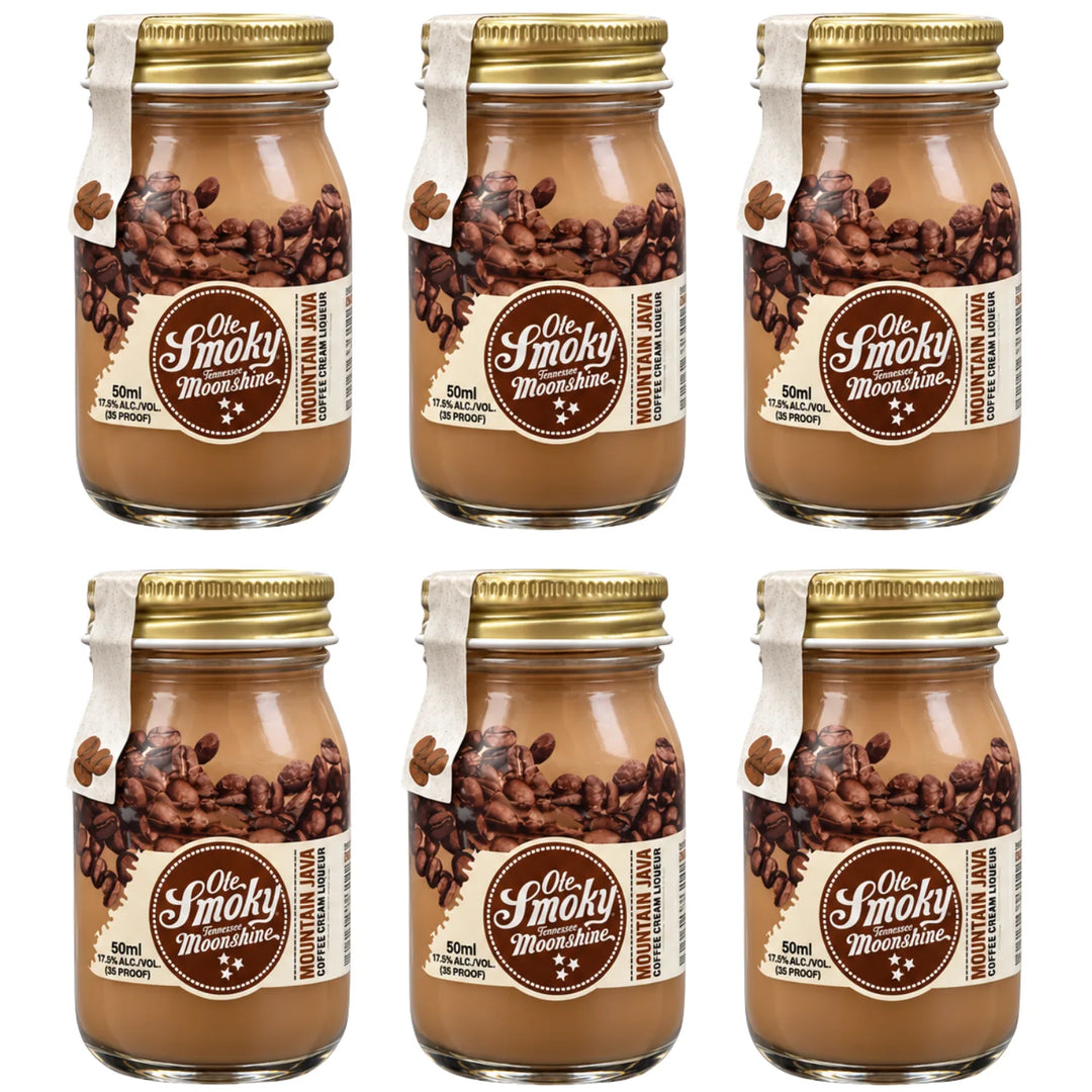 6 Mini 50mL Jars of Ole Smoky Mountain Java Coffee Cream Moonshine