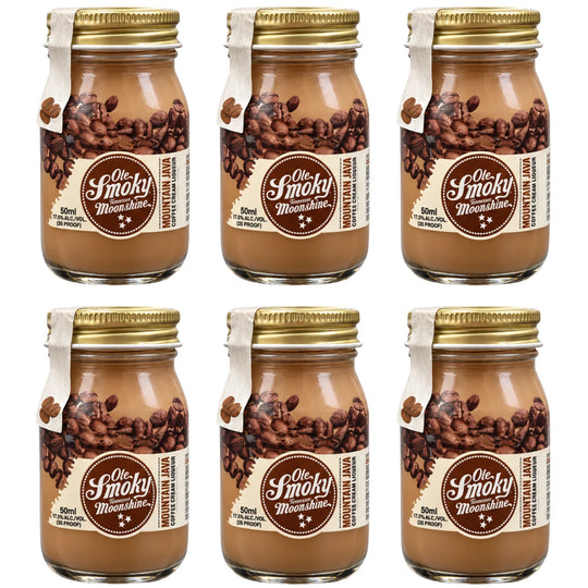 6 Mini 50mL Jars of Ole Smoky Mountain Java Coffee Cream Moonshine