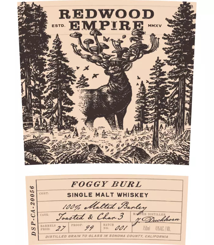 Redwood Empire Foggy Burl California Single Malt Whiskey 750mL