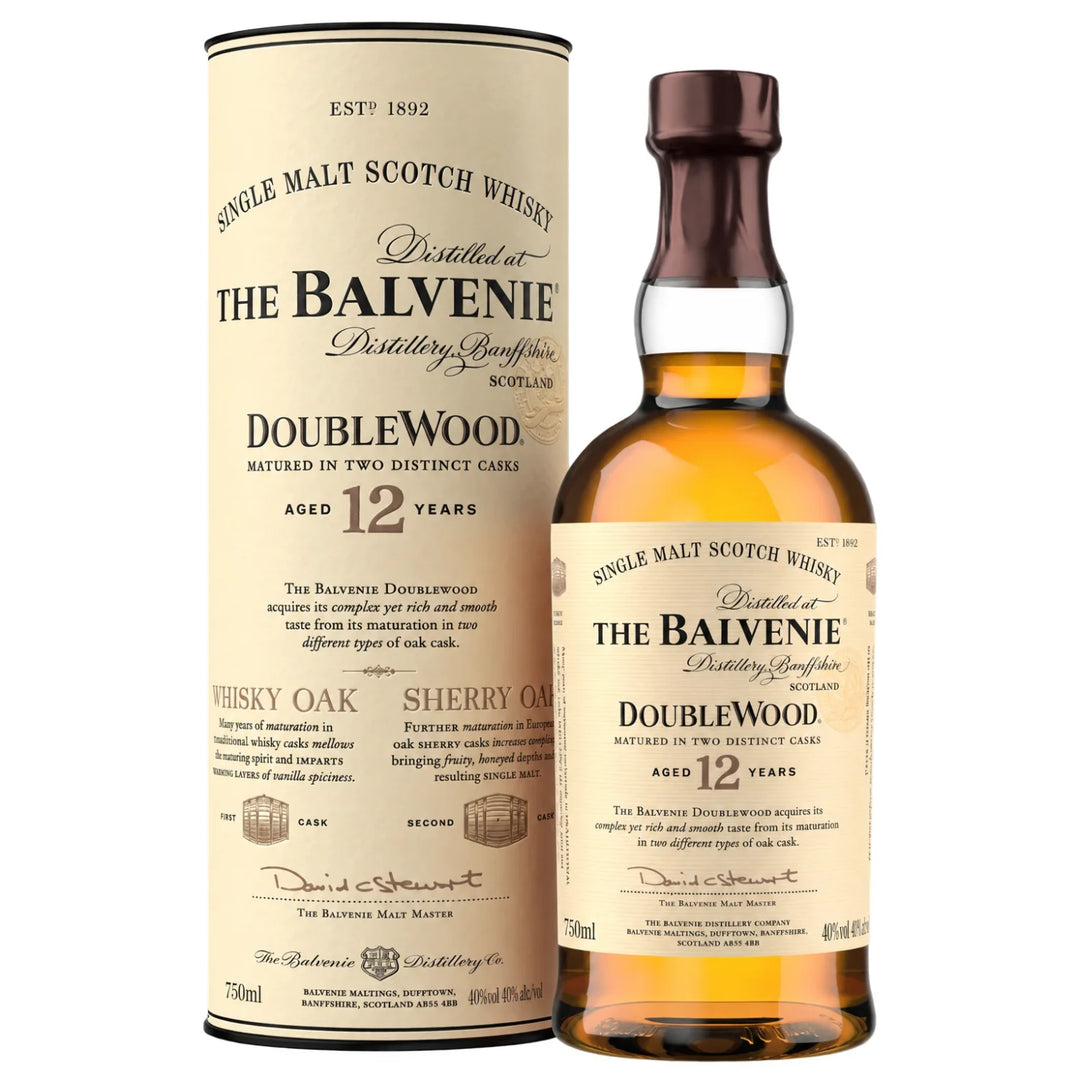 Bottle and Box of The Balvenie 12 Year Old DoubleWood Single Malt Scotch Whisky