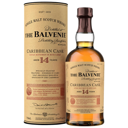 BOTTLE AND BOX OF The Balvenie 14 Year Old Caribbean Cask Single Malt Scotch Whisky 750mL