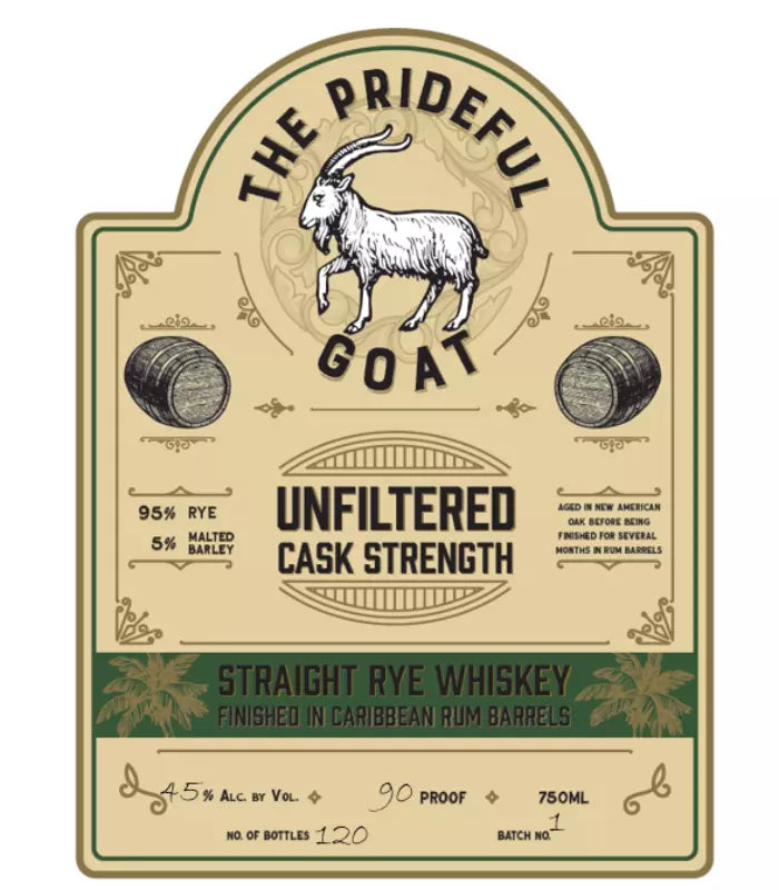The Prideful Goat Cask Strength Rye Whiskey Finished in Rum Barrels 750mL