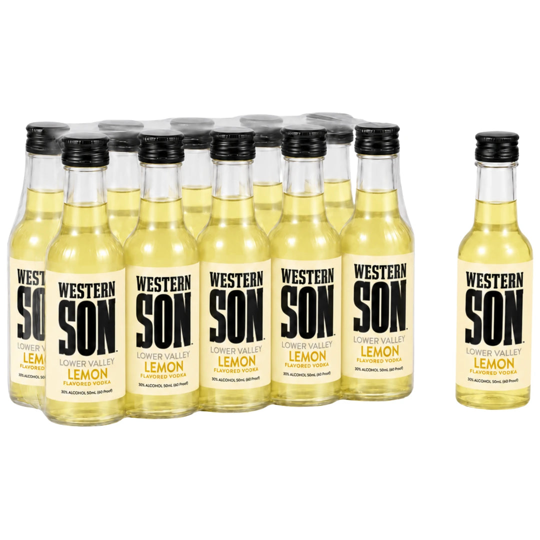 10 Pack Sleeve and 1 Bottle of Western Son Lemon Vodka Mini Bottles (10 x 50mL)