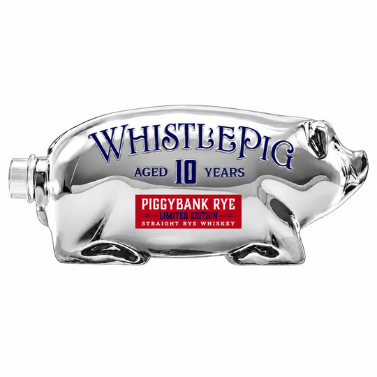 Bottle of WhistlePig 10 Year Piggybank Rye, White, and Blue Limited Edition 1L