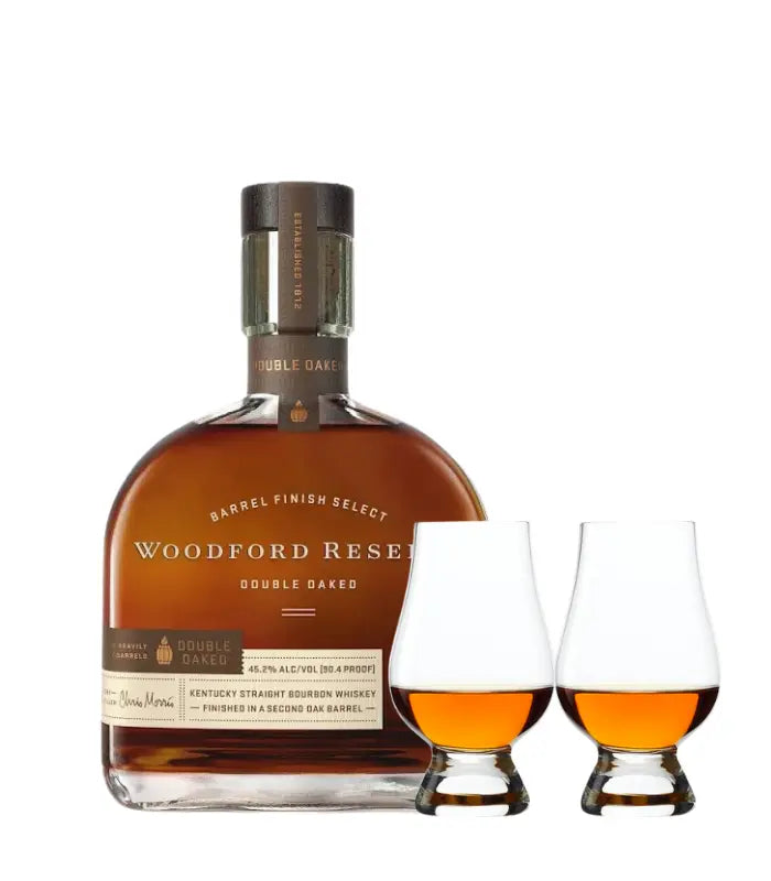 Woodford Reserve Double Oaked Bourbon Whiskey & Glencairn Set Bundle