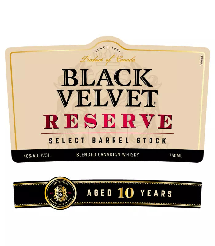 Buy Black Velvet Reserve 10 Year Old Canadian Whisky 750mL Online - The Barrel Tap Online Liquor Delivered