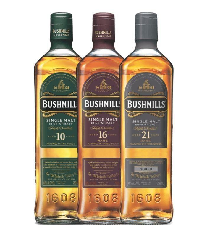 Buy Bushmills 10, 16, 21 Year Single Malt Irish Whiskey Bundle 750mL Online - The Barrel Tap Online Liquor Delivered