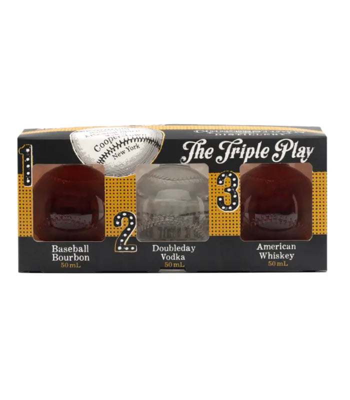Buy Cooperstown Distillery The Mini Triple Play Baseball Decanter Gift Set 3 - 50mL Online - The Barrel Tap Online Liquor Delivered