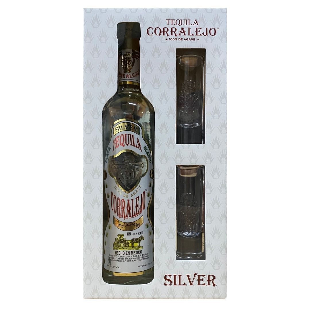 Buy Corralejo Blanco Tequila 750mL Gift Set w/ 2 Shot Glasses Online - The Barrel Tap Online Liquor Delivered